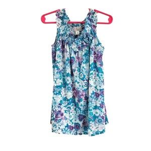 Girls Floral Sleeveless Top Blouse Blue Purple White Size 7-8. Children's Place